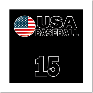 USA Baseball Number 15 T-shirt Design Posters and Art